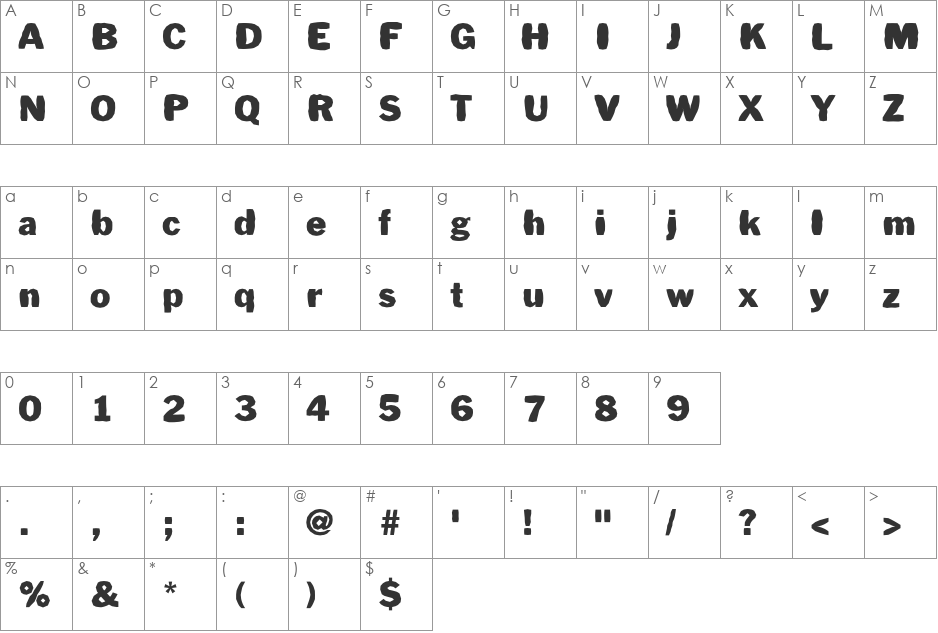 FZ BASIC 56 MANGLED font character map preview