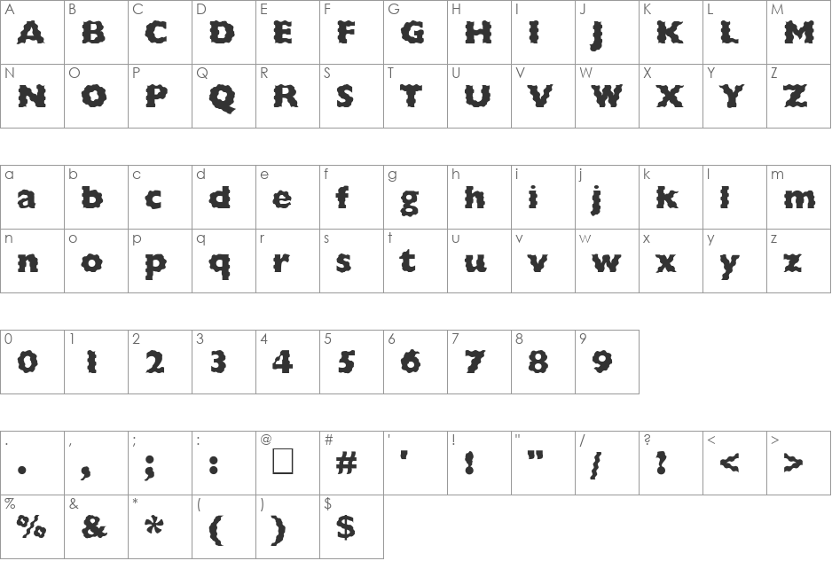 FZ BASIC 57 WAVEY font character map preview