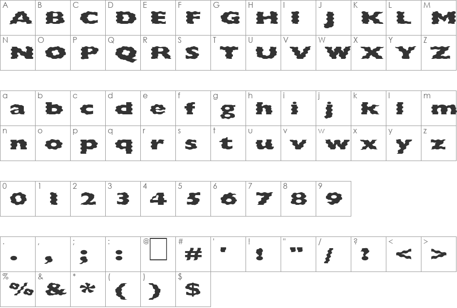 FZ BASIC 57 WAVEY EX font character map preview