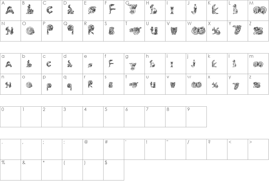 Animal Caps font character map preview