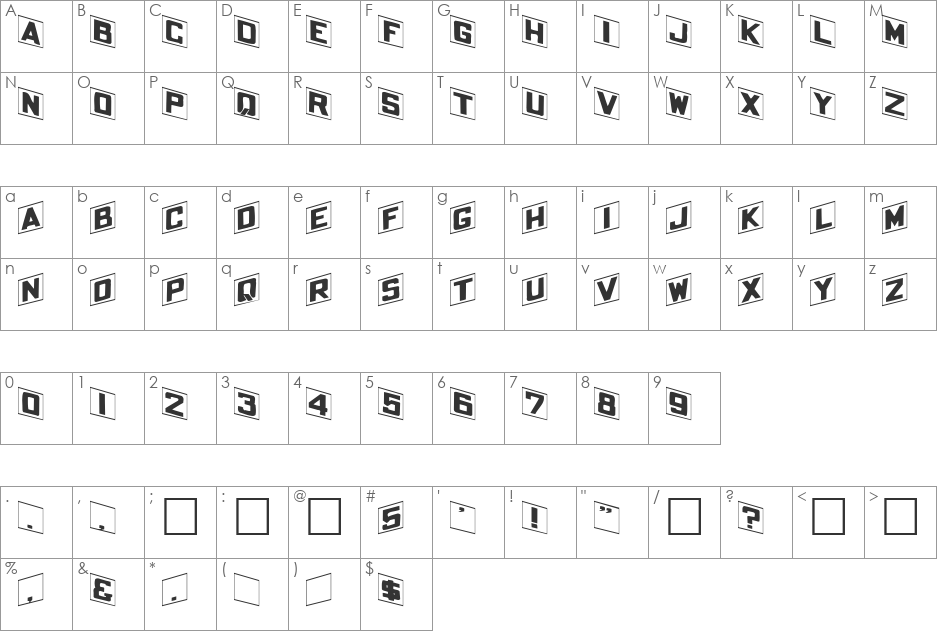 FZ BORDERS 14 EX font character map preview