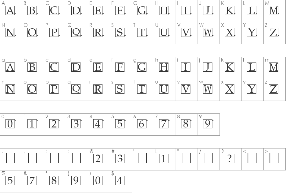 FZ BORDERS 19 font character map preview