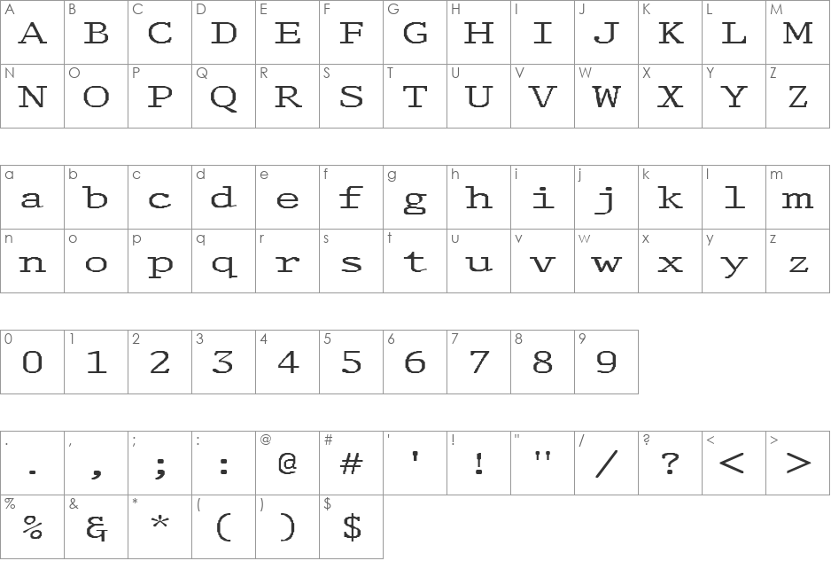 FZ DIGITAL 1 EX font character map preview