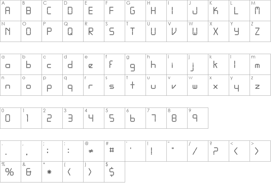 FZ DIGITAL 10 CONTOUR font character map preview