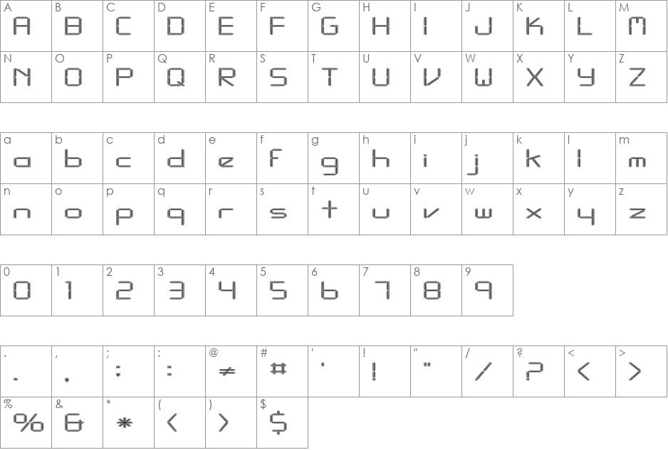FZ DIGITAL 10 CONTOUR EX font character map preview