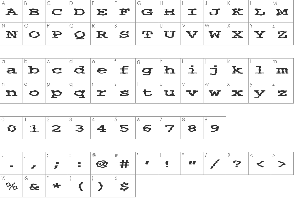 FZ DIGITAL 3 WAVEY EX font character map preview