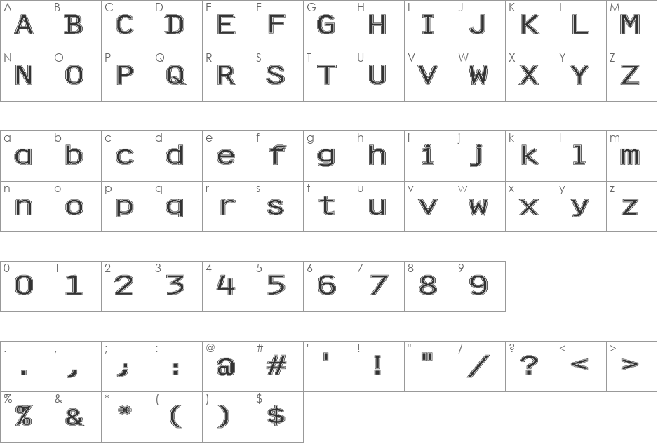 FZ DIGITAL 4 CONTOUR EX font character map preview