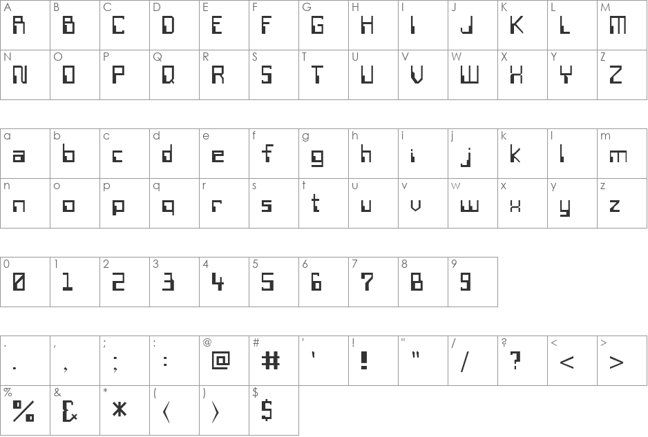 FZ DIGITAL 6 font character map preview