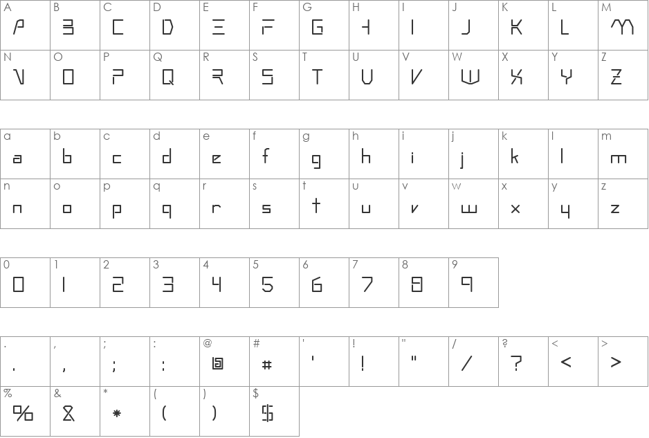 FZ DIGITAL 7 font character map preview