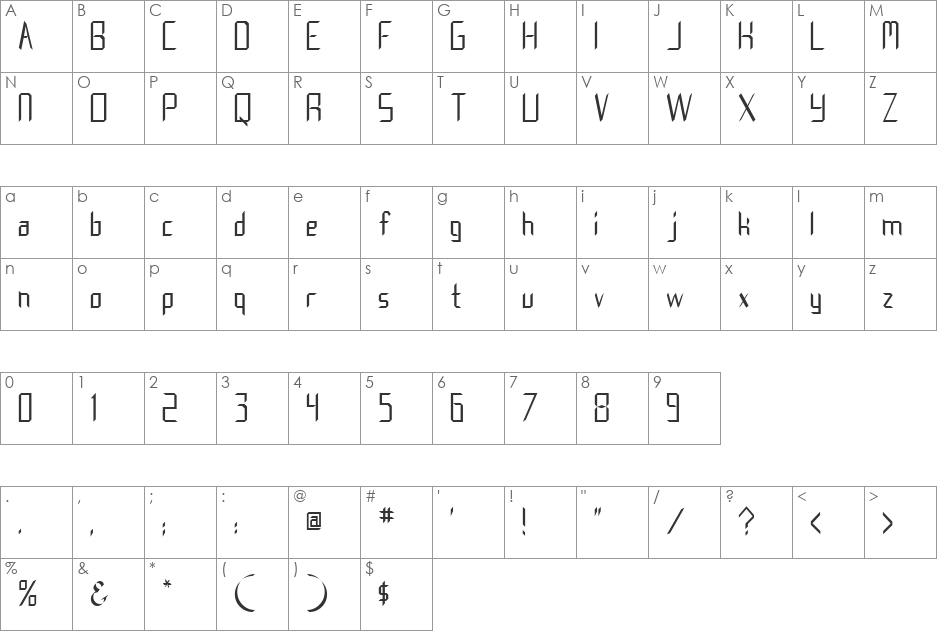 FZ DIGITAL 8 font character map preview