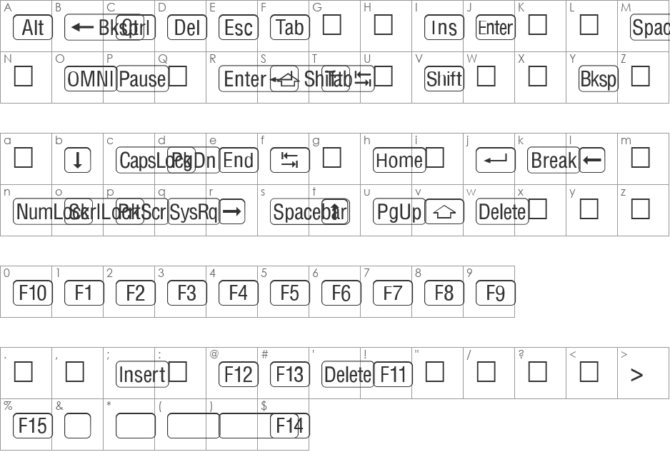 FZ DING 27 font character map preview