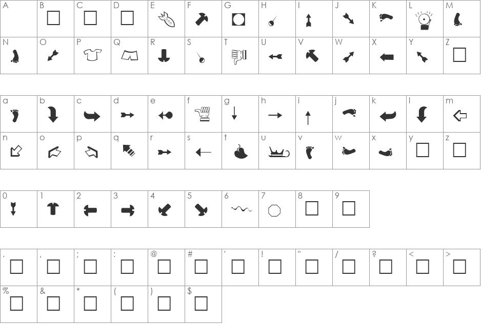 FZ DING 42 font character map preview