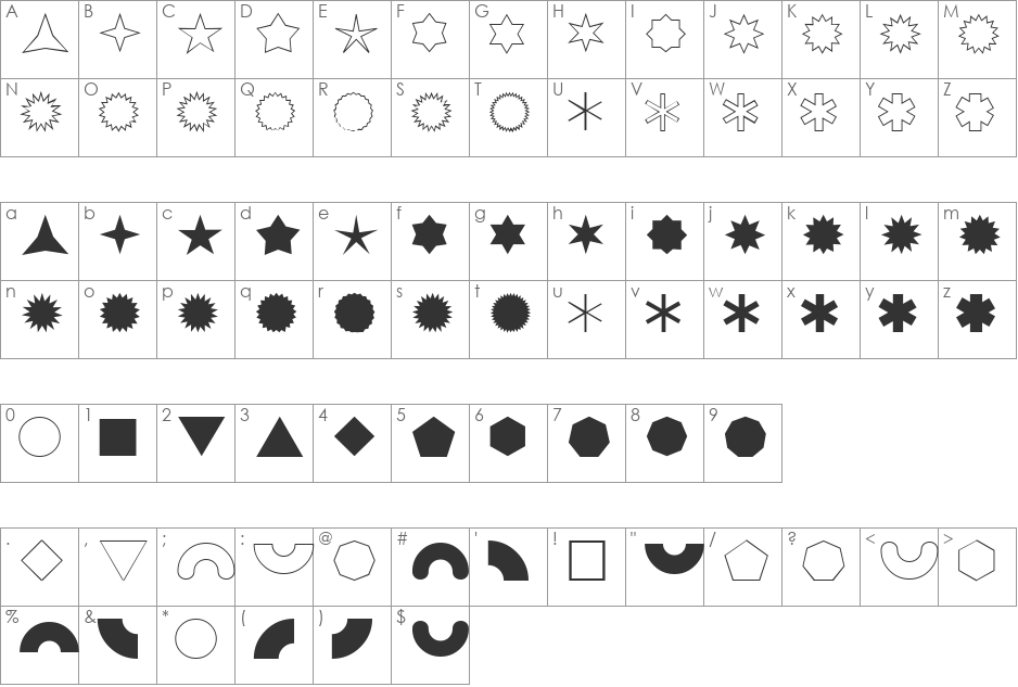 FZ DING 46 font character map preview