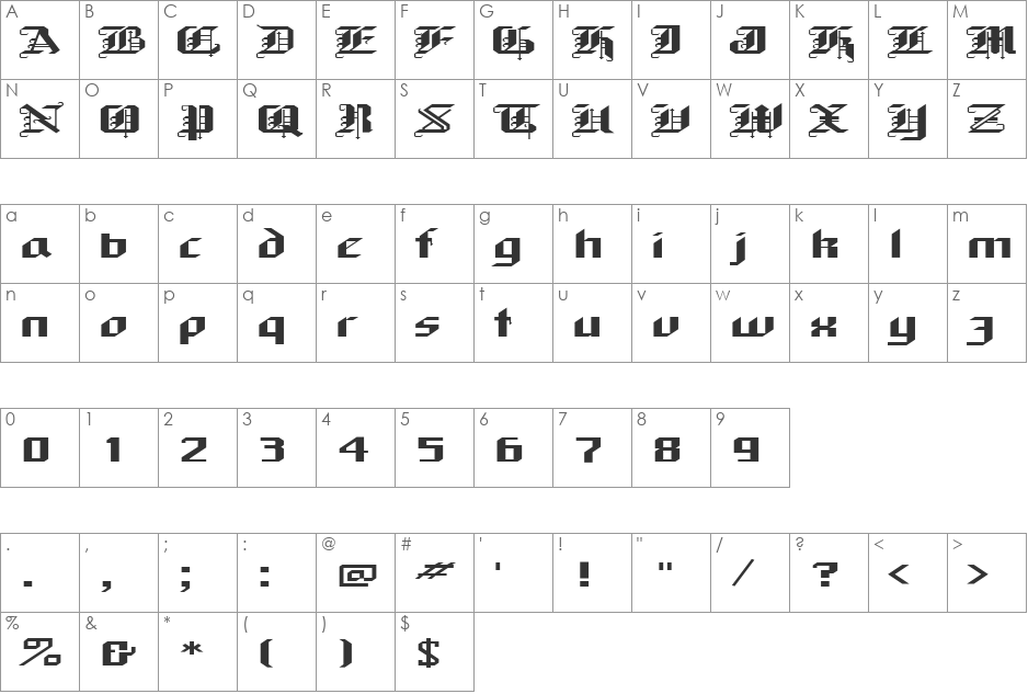 FZ GOTHIC 1 EX font character map preview