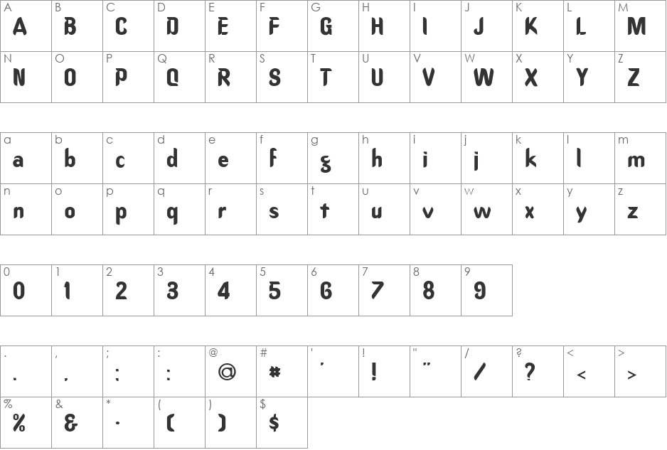 FZ HAND 15 font character map preview