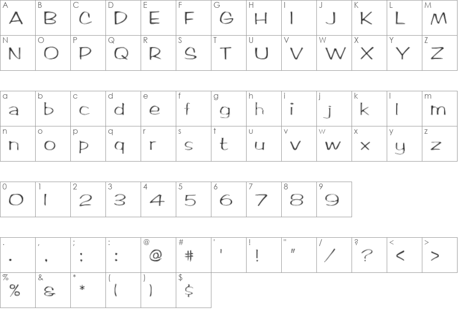 FZ HAND 2 CONTOUR font character map preview