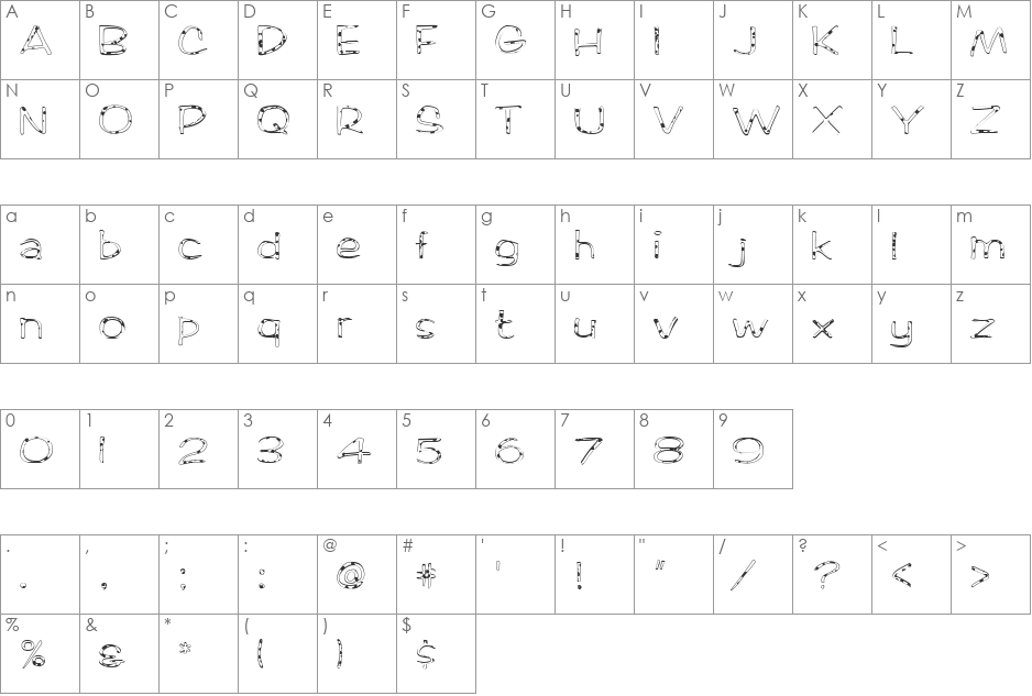 FZ HAND 2 SPOTTED font character map preview