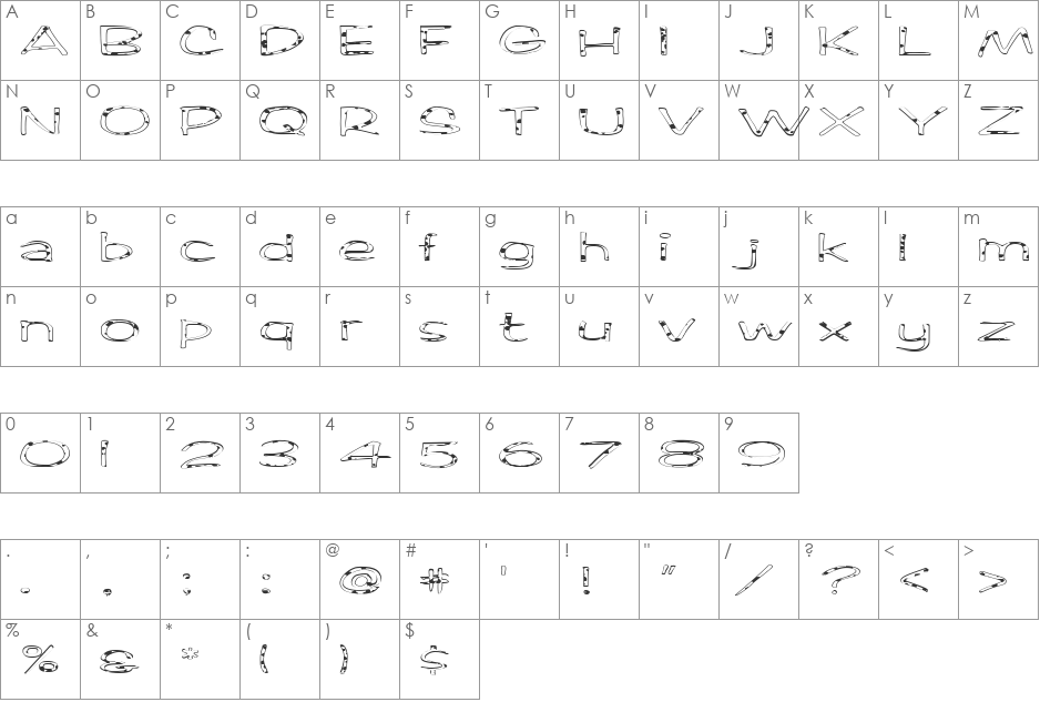 FZ HAND 2 SPOTTED EX font character map preview