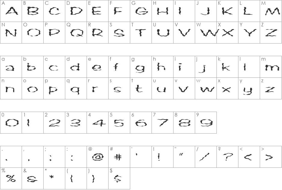 FZ HAND 2 WAVEY EX font character map preview