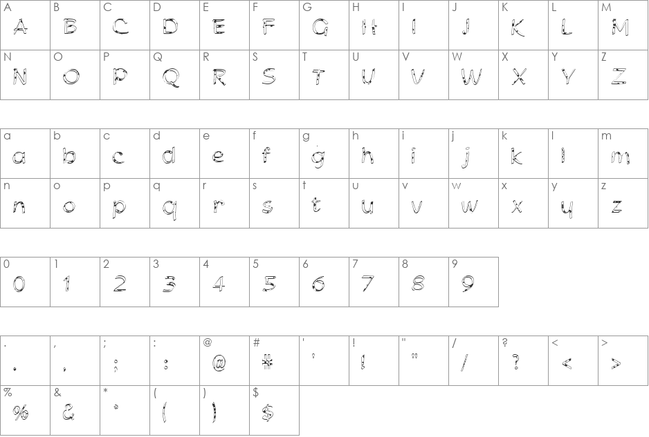 FZ HAND 21 SPOTTED font character map preview