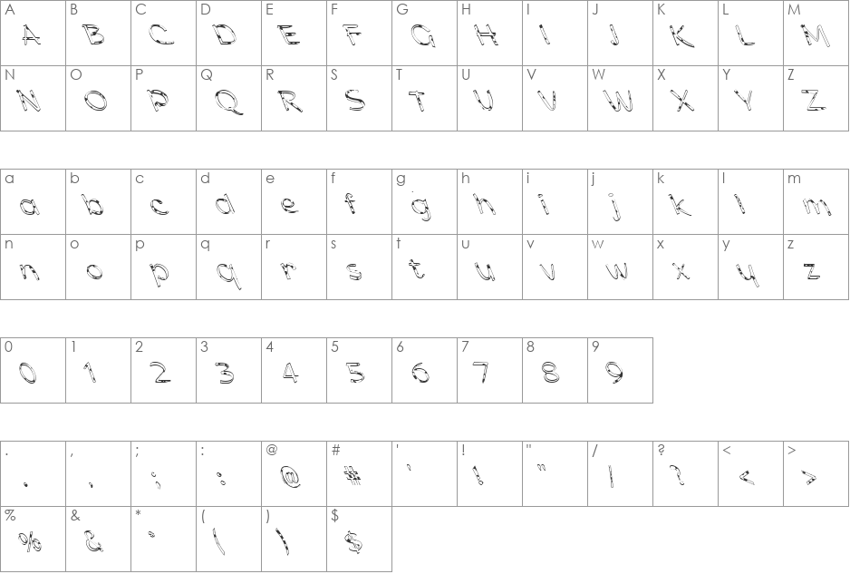 FZ HAND 21 SPOTTED LEFTY font character map preview