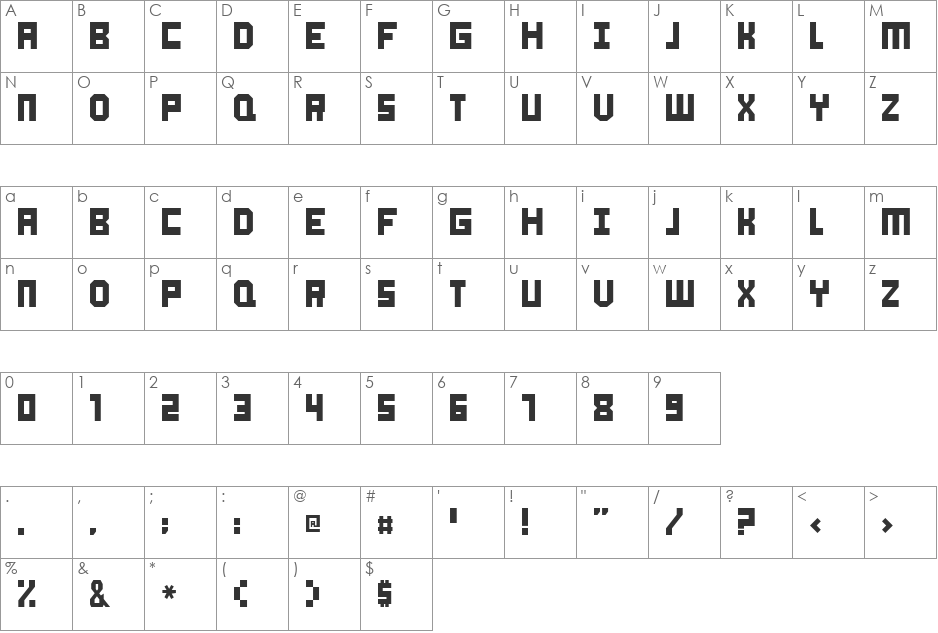 A Okay font character map preview