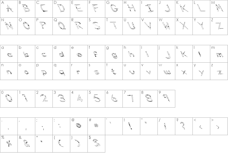 FZ HAND 5 SPOTTED LEFTY font character map preview
