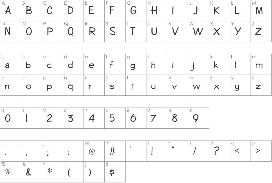 FZ HAND 7 font character map preview
