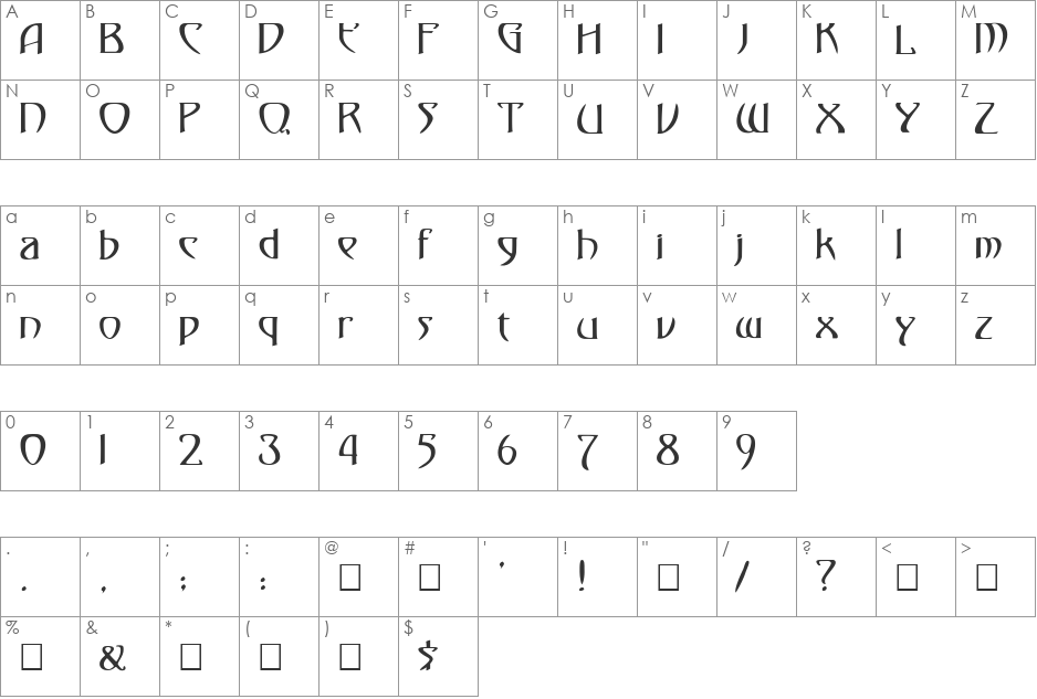 FZ JAZZY 1 font character map preview
