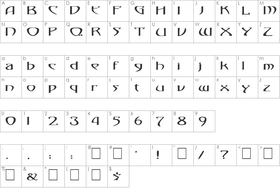FZ JAZZY 1 EX font character map preview