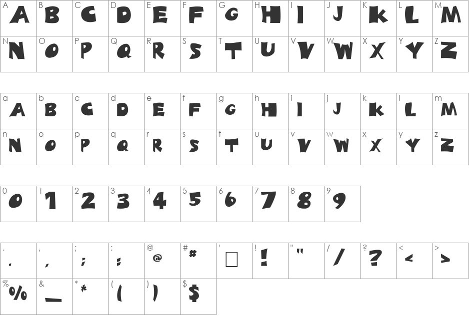 FZ JAZZY 10 font character map preview