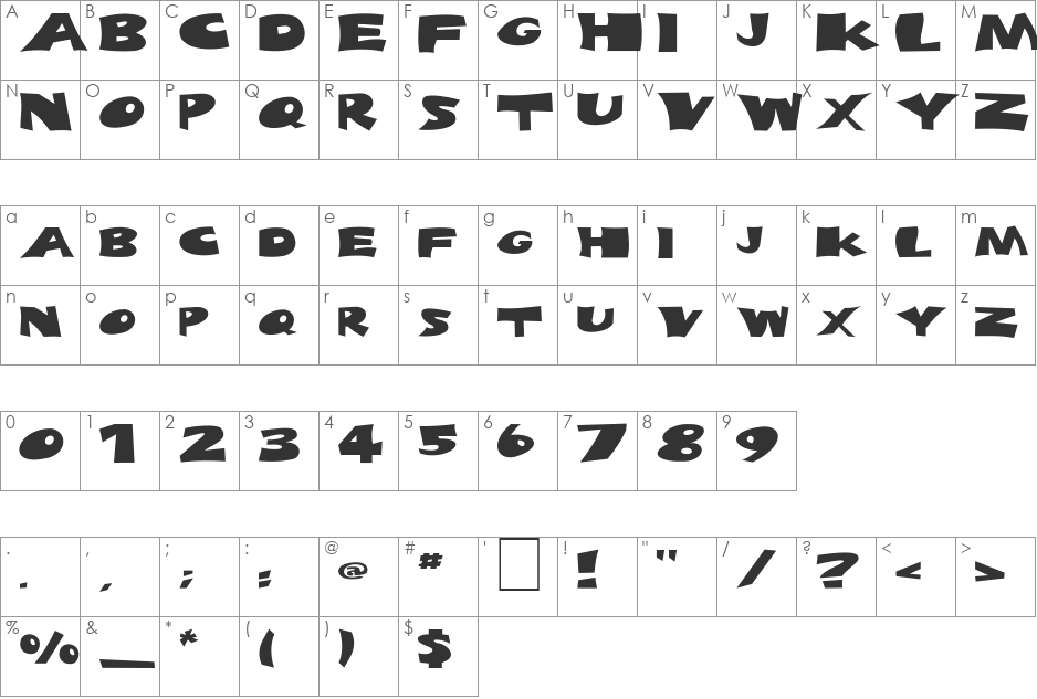 FZ JAZZY 10 EX font character map preview