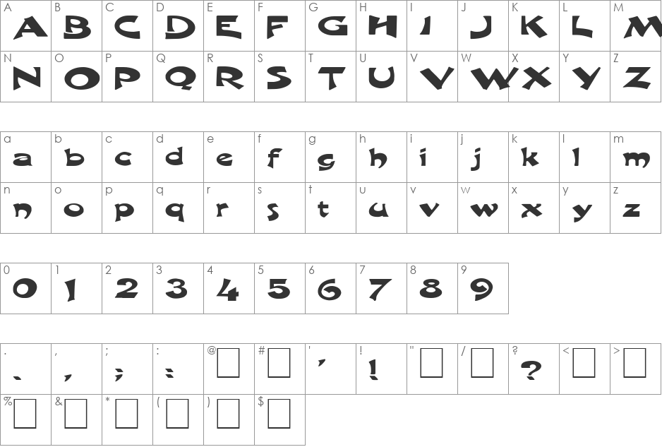 FZ JAZZY 11 EX font character map preview