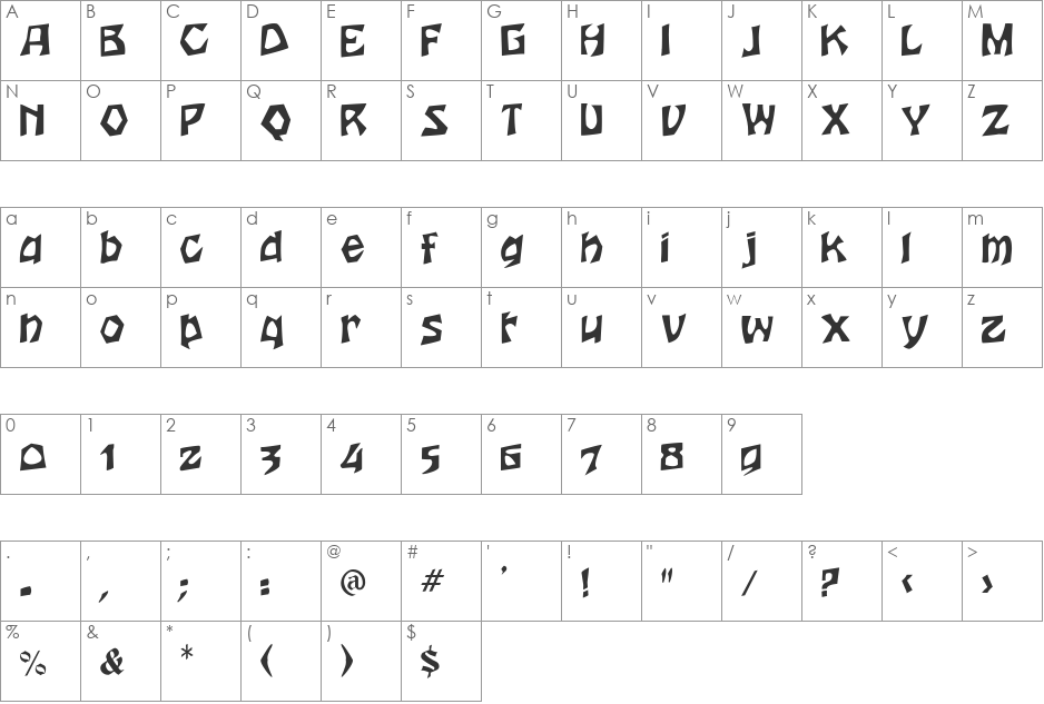 FZ JAZZY 12 font character map preview