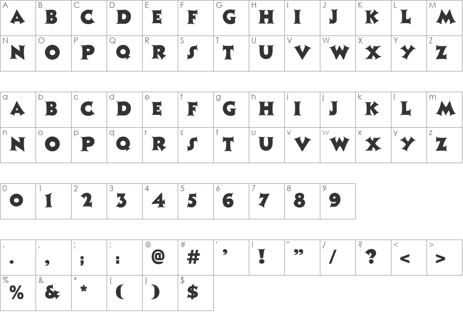 FZ JAZZY 13 font character map preview