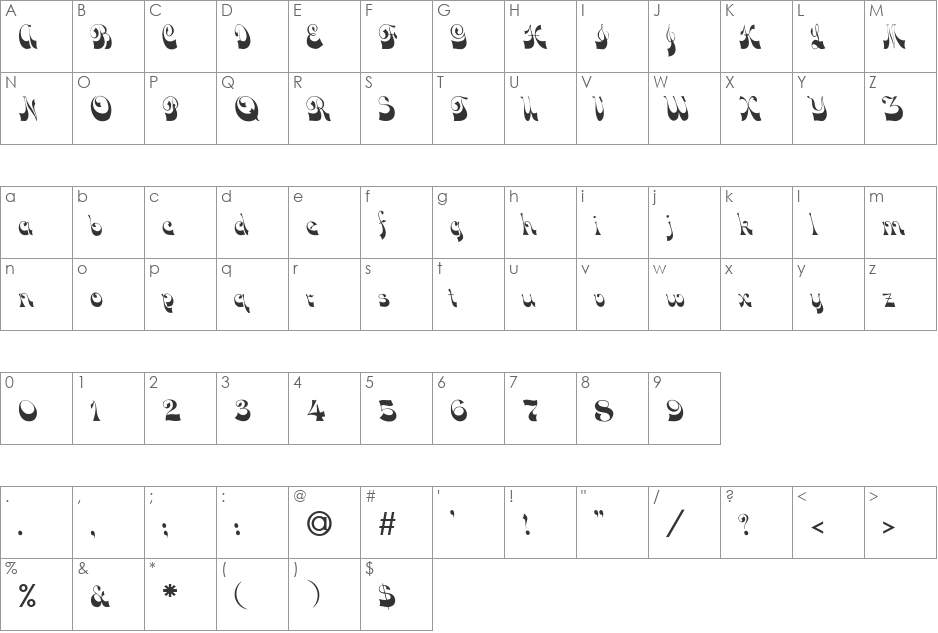 FZ JAZZY 15 font character map preview