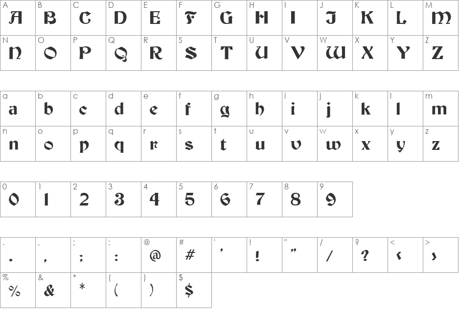 FZ JAZZY 19 font character map preview