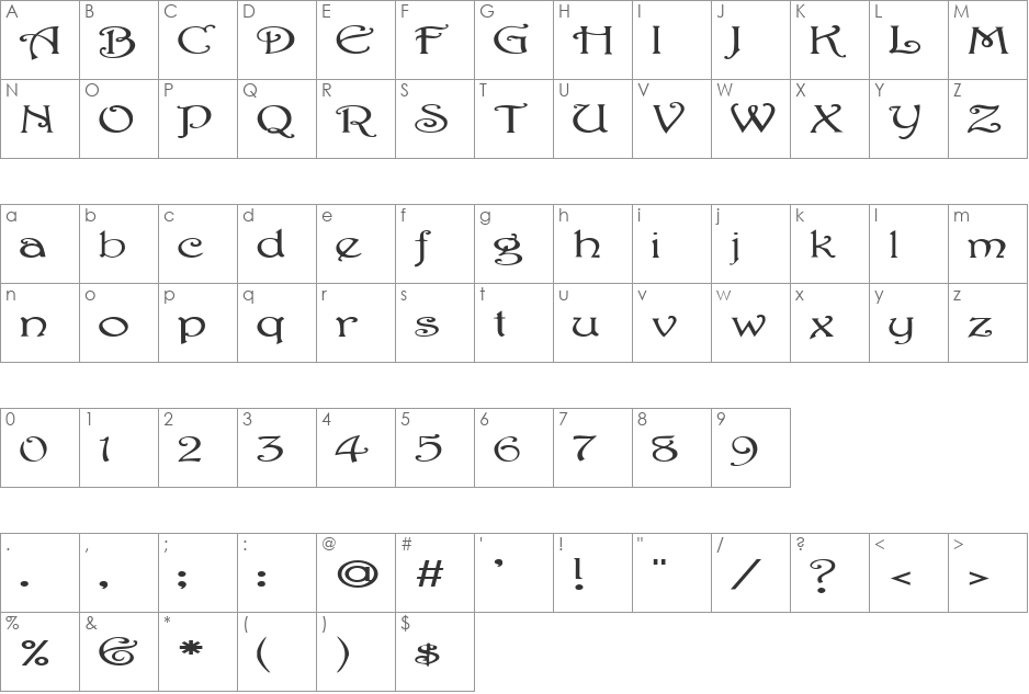 FZ JAZZY 2 EX font character map preview