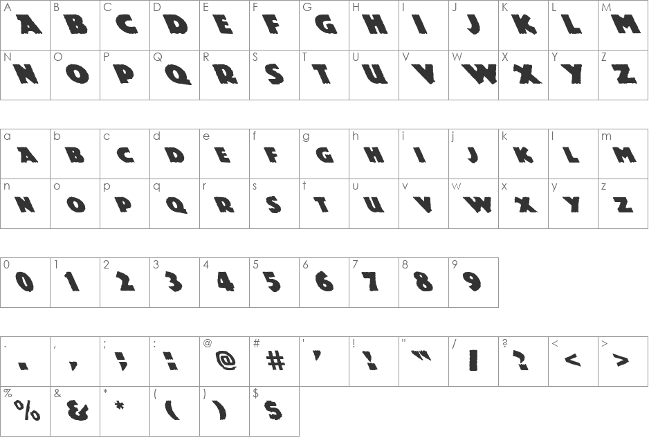 FZ JAZZY 24 LEFTY font character map preview