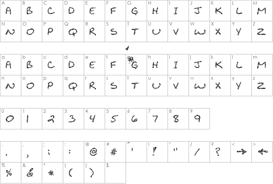 FZ JAZZY 29 CRACKED font character map preview