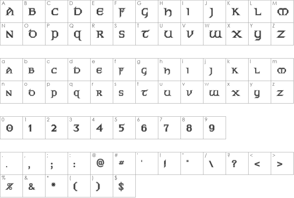 FZ JAZZY 31 CONTOUR font character map preview