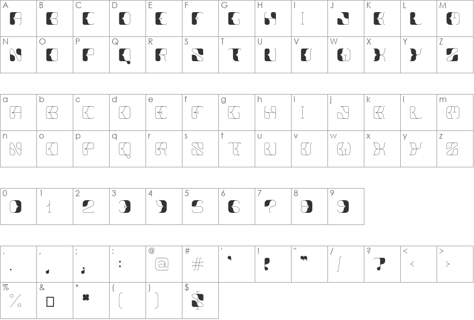 Anitta font character map preview