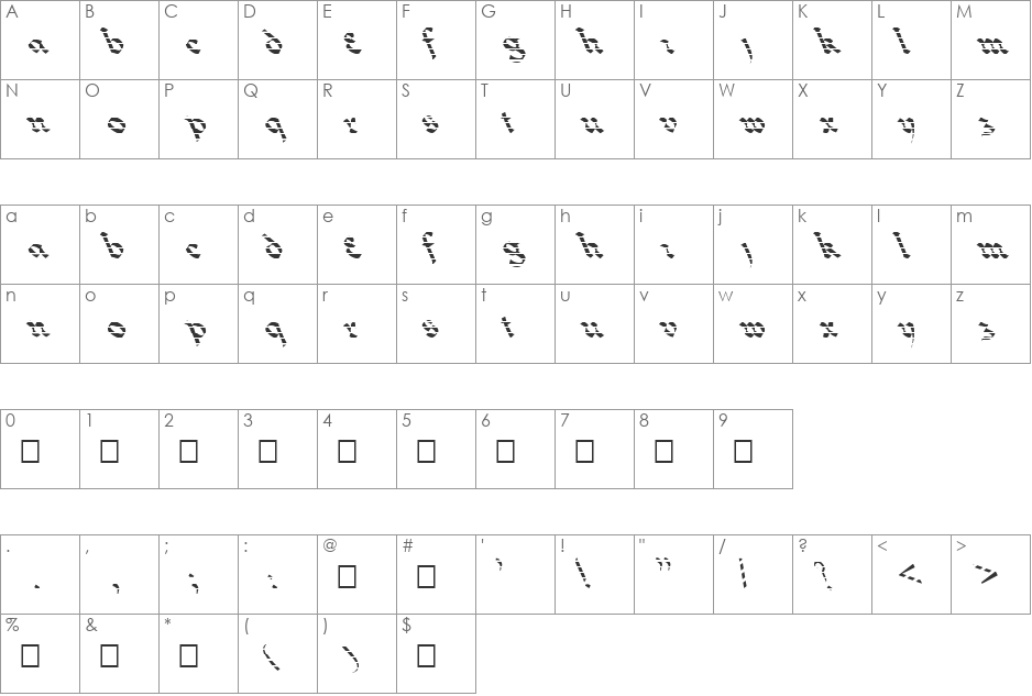 FZ JAZZY 33 STRIPED LEFTY font character map preview