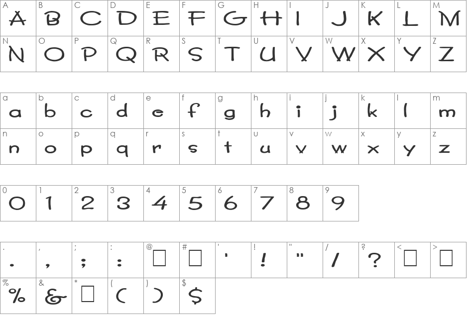FZ JAZZY 34 EX font character map preview