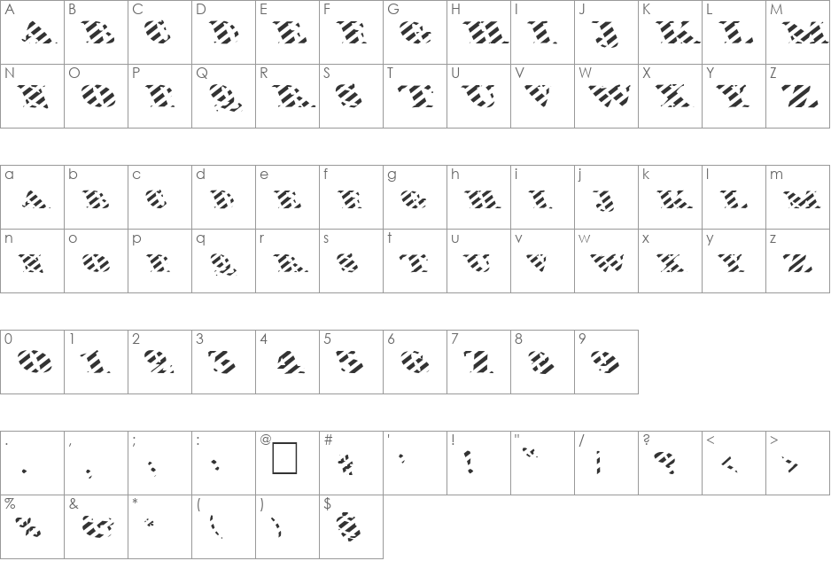 FZ JAZZY 38 STRIPED LEFTY font character map preview