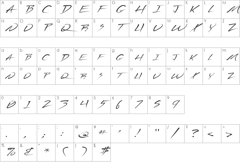 FZ JAZZY 44 EX font character map preview