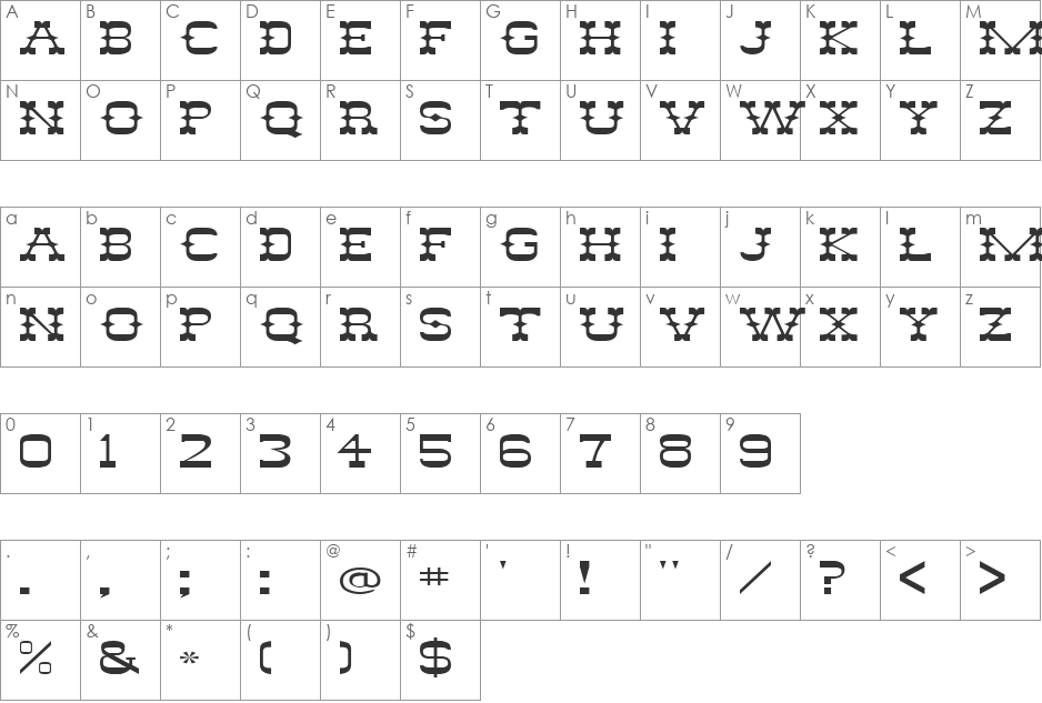 FZ JAZZY 46 EX font character map preview