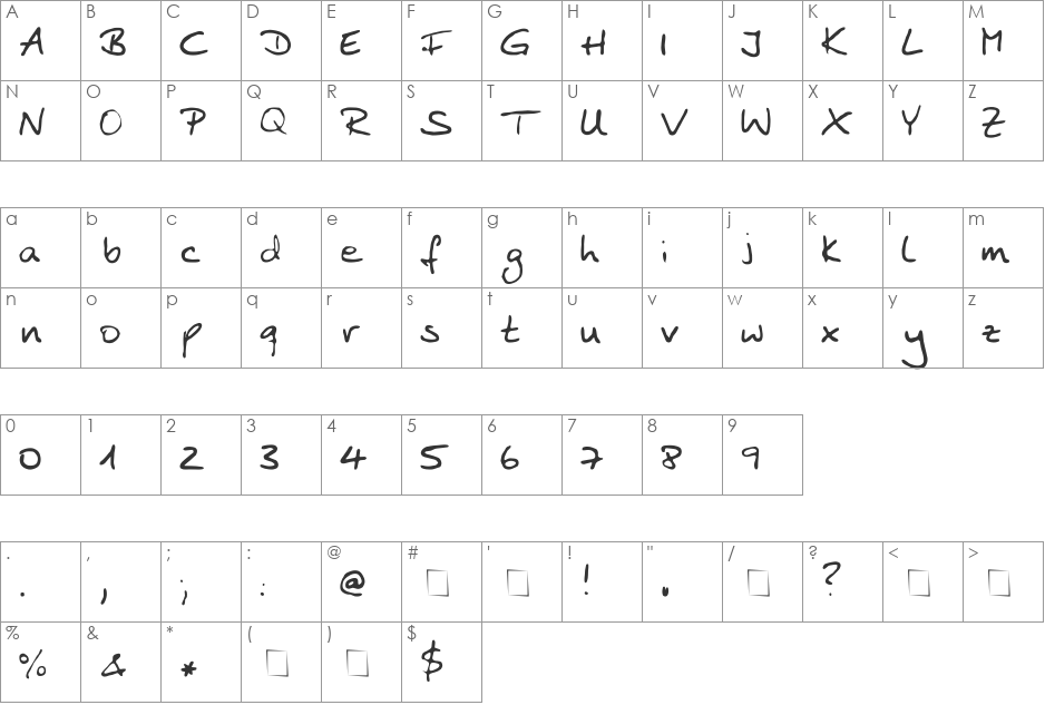 Anke Print font character map preview
