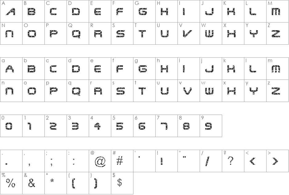 FZ JAZZY 6 CRACKED font character map preview