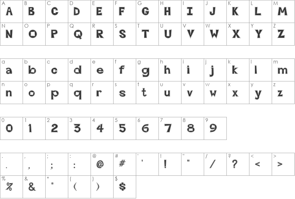 FZ JAZZY 7 CONTOUR font character map preview